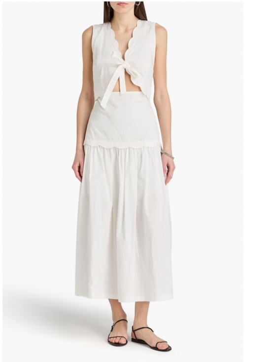 Sandro Dresses & Skirts - Tourterelle Bow-detailed cutout stretch-cotton poplin midi dress